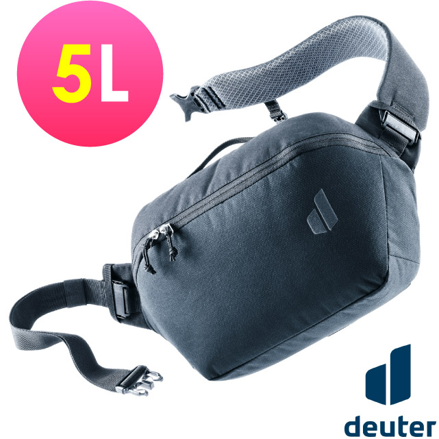 Deuter 加大 Stroof 可拆可調式城市旅遊減震透氣斜背包5L(可當腰包).健行胸背包/3800025 黑