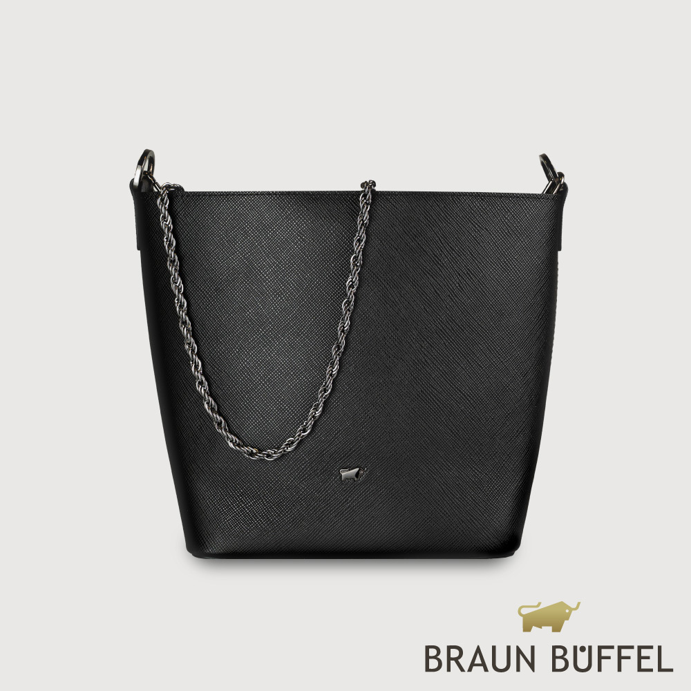 BRAUN BUFFEL 德國小金牛 台灣總代理 莎蔻拉-A 水桶包-黑色/BF857-30-BK