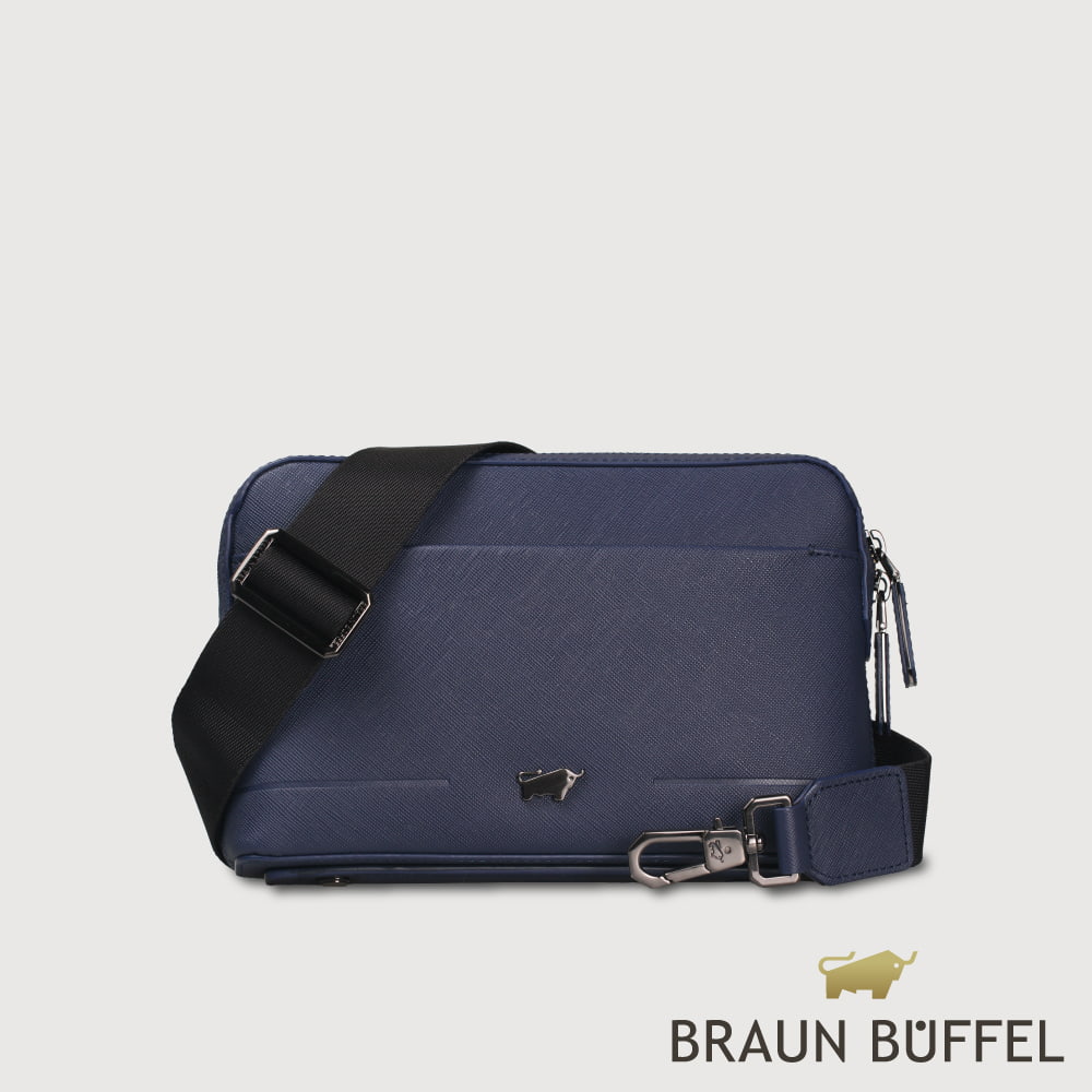BRAUN BUFFEL 德國小金牛 台灣總代理 格瑞克-E 小斜背包-深藍/BF573-03-DB