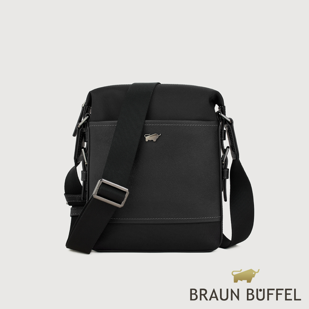 BRAUN BUFFEL 德國小金牛 台灣總代理 尼爾-C 直式斜背包-黑色/BF574-17-BK