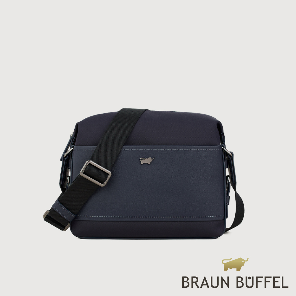 BRAUN BUFFEL 德國小金牛 台灣總代理 尼爾-C 橫式斜背包-深藍色/BF574-62-DB