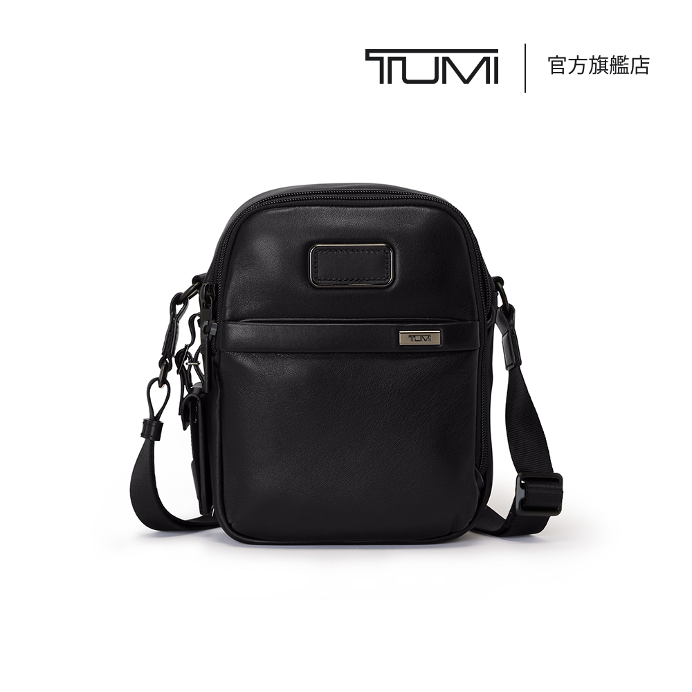 TUMI Alpha 小型皮革休閒斜背包 - 黑色