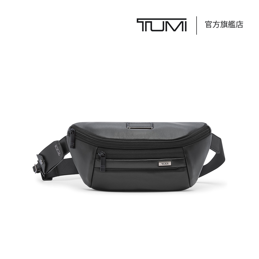 TUMI Alpha 中型皮革休閒肩背包 - 黑色