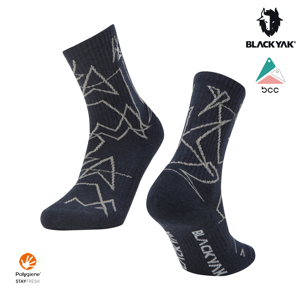 BLACKYAK CILMBING抗菌中筒襪(深丹寧)-吸震緩衝 抗菌除臭 中筒襪 BYFB1NAB01