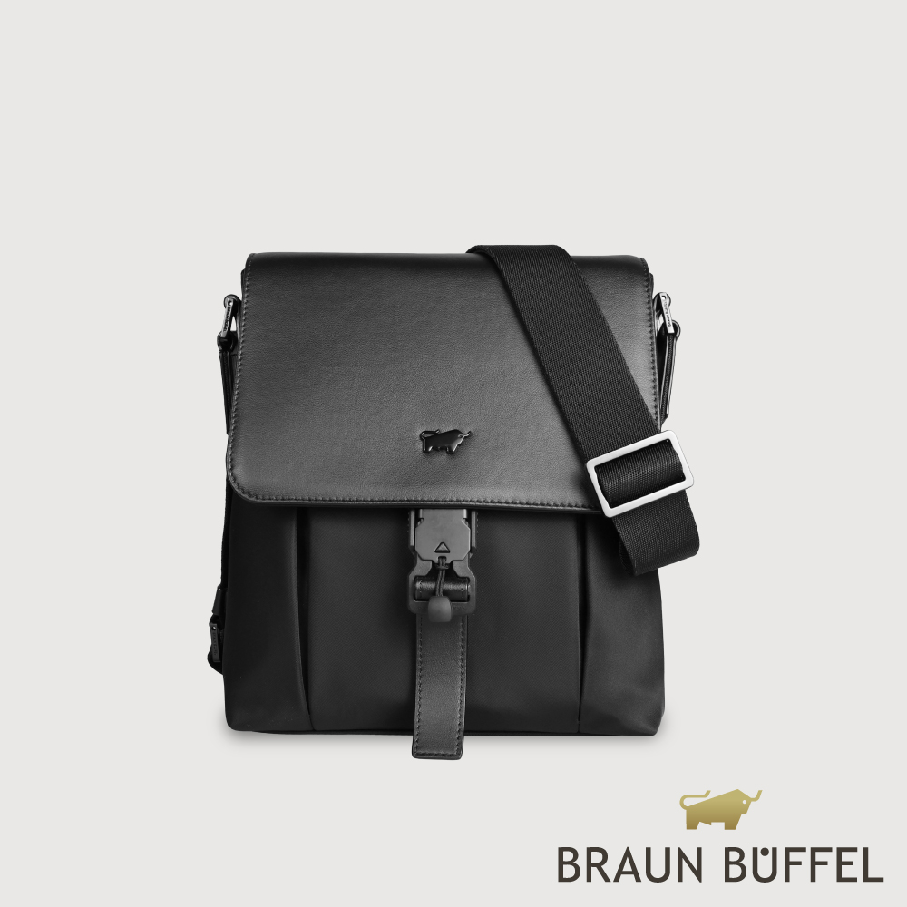 BRAUN BUFFEL 德國小金牛 台灣總代理 瓦拉頓-B 直式斜背包-黑色/BF594-17-BK
