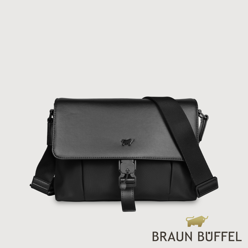 BRAUN BUFFEL 德國小金牛 台灣總代理 瓦拉頓-B 橫式小斜背包-黑色/BF594-61-BK