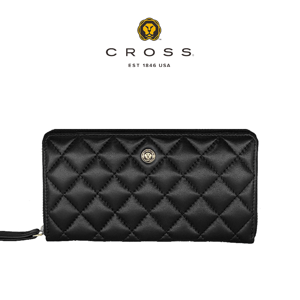 CROSS 高仕 []頂級NAPPA小牛皮菱格紋拉鍊長夾