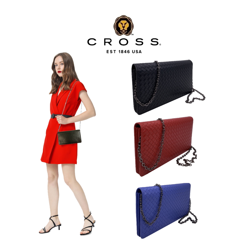 CROSS 高仕 頂級NAPPA小牛皮編織紋WOC鍊帶包 全新專櫃展示品(多色選)