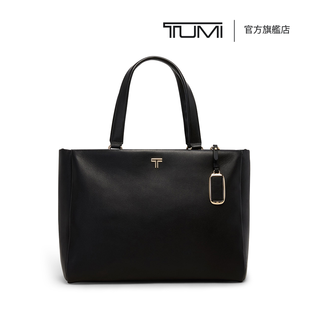 TUMI Voyageur Vail 都會皮革托特包 - 淡金黑