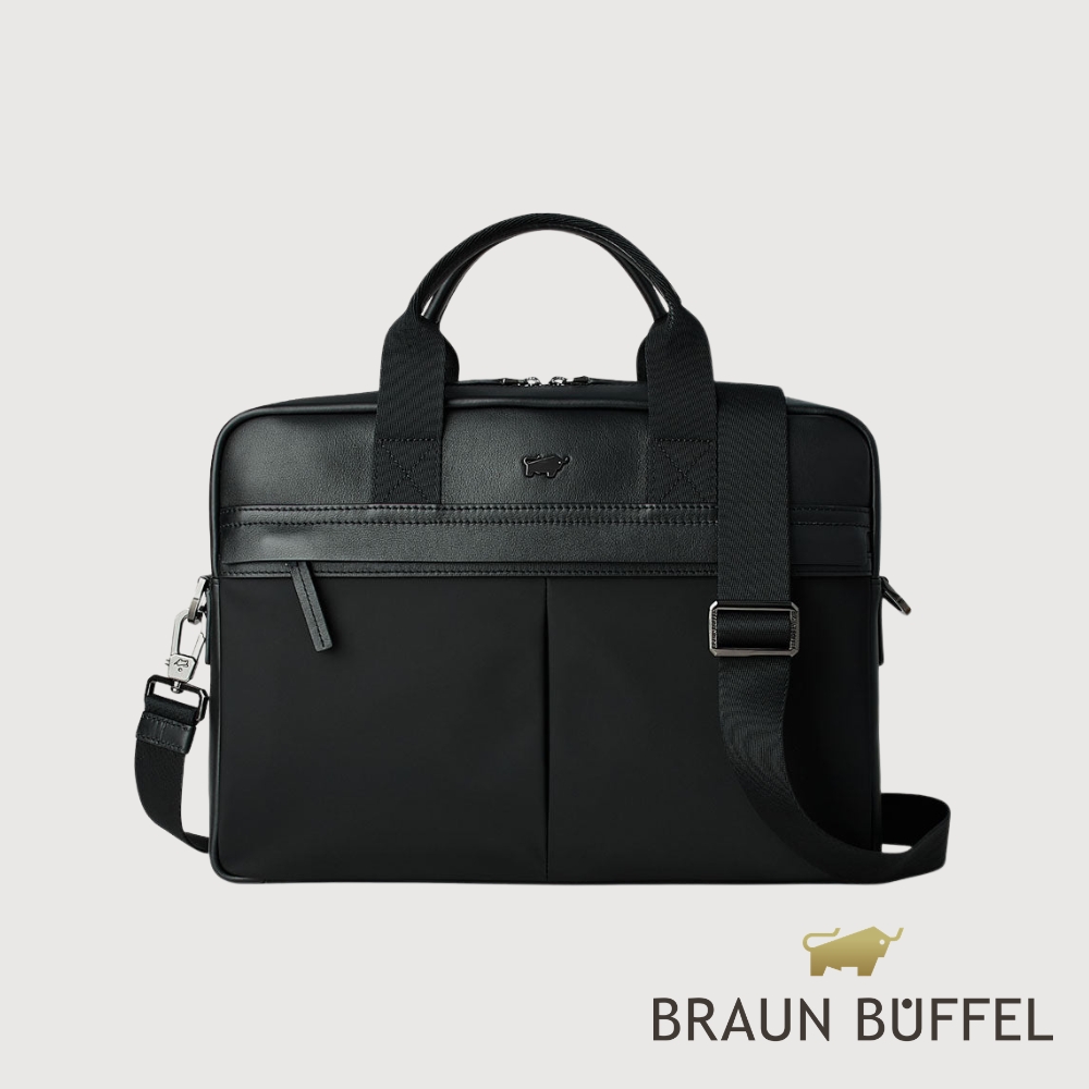 BRAUN BUFFEL 德國小金牛 台灣總代理 雷諾瓦-TW1 公事包-黑色/BF707-67-BK