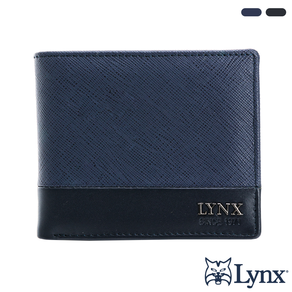Lynx 山貓 - 美國進口牛皮撞色8卡零錢袋短夾 - 共二色