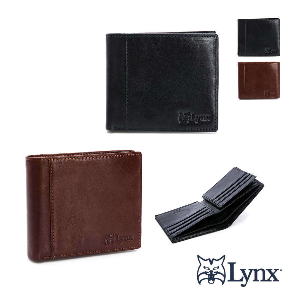 Lynx 山貓 美國山貓進口牛皮左右翻9卡短皮夾-共2色