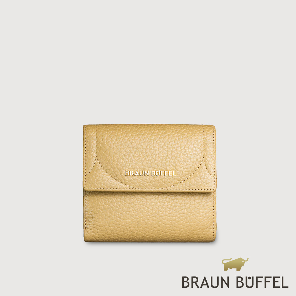 BRAUN BUFFEL 德國小金牛 台灣總代理 諾蒂斯 8卡兩折短夾-淺棕色/BF863-404-CR