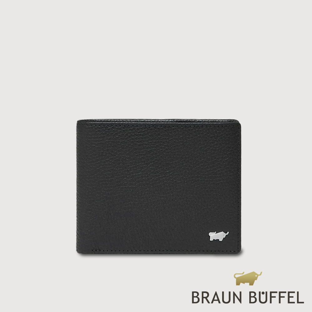 BRAUN BUFFEL 德國小金牛 台灣總代理 諾瓦-A 5卡零錢袋皮夾-黑色/BF564-315-BK