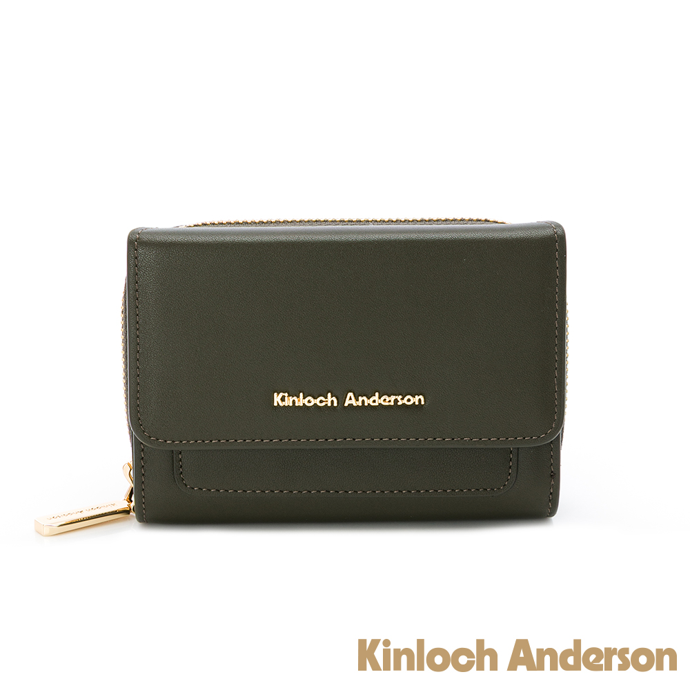 Kinloch anderson 金安德森 Evelyn 牛皮三折中夾-苔墨綠
