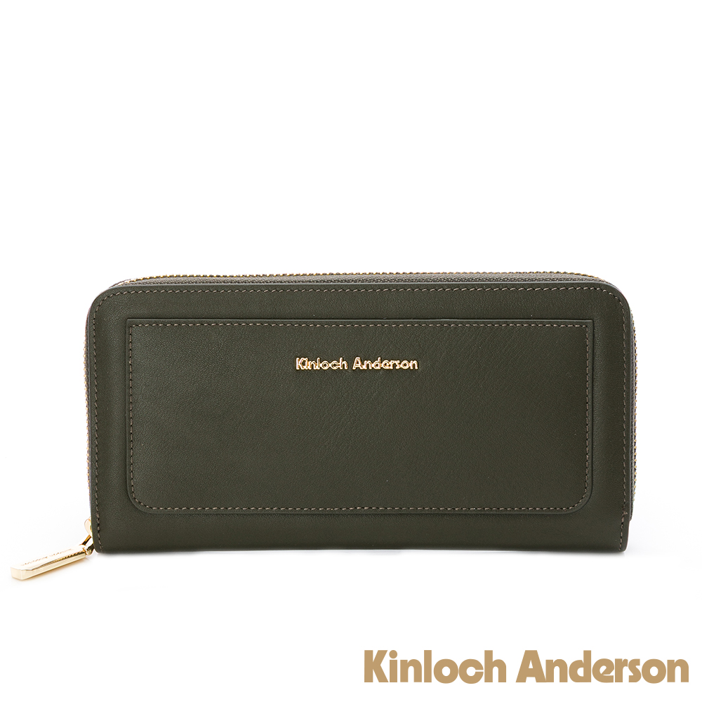 Kinloch anderson 金安德森 Evelyn 牛皮拉鍊長夾-苔墨綠