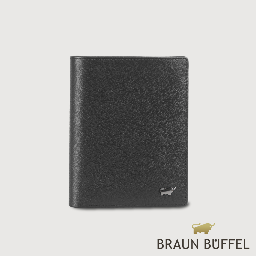 BRAUN BUFFEL 德國小金牛 台灣總代理 波索-A 12卡直立中夾-黑色/BF519-359-BK