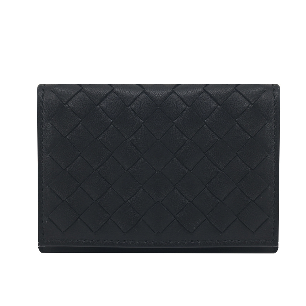 BOTTEGA VENETA 寶緹嘉 經典編織小牛皮三折短夾(黑色)