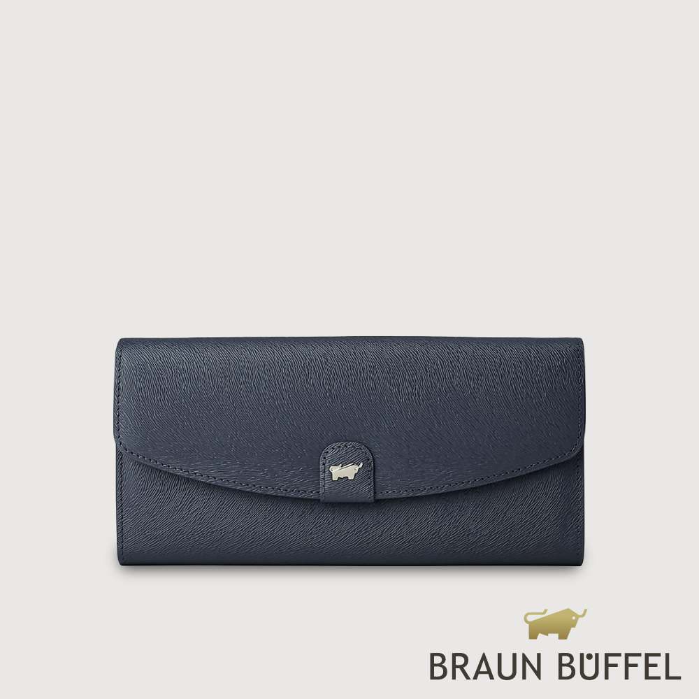 BRAUN BUFFEL 德國小金牛 台灣總代理 蘇菲娜-B 12卡兩折長夾-深藍色/BF886-621-DB