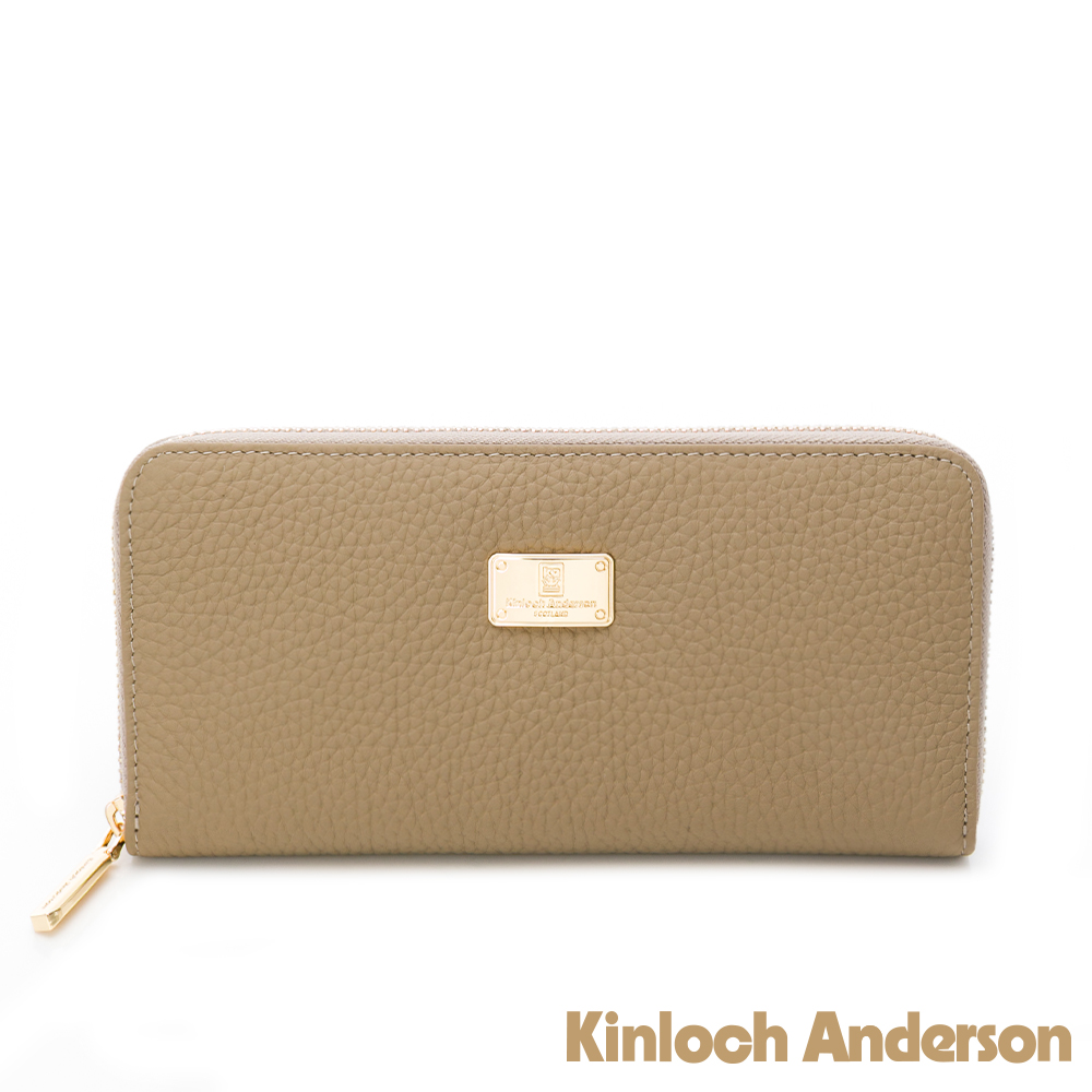 Kinloch anderson 金安德森 Aura 金屬LOGO拉鍊長夾-暖奶茶