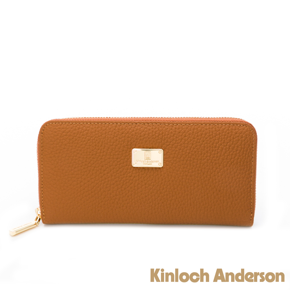 Kinloch anderson 金安德森 Aura 金屬LOGO拉鍊長夾-琥珀棕