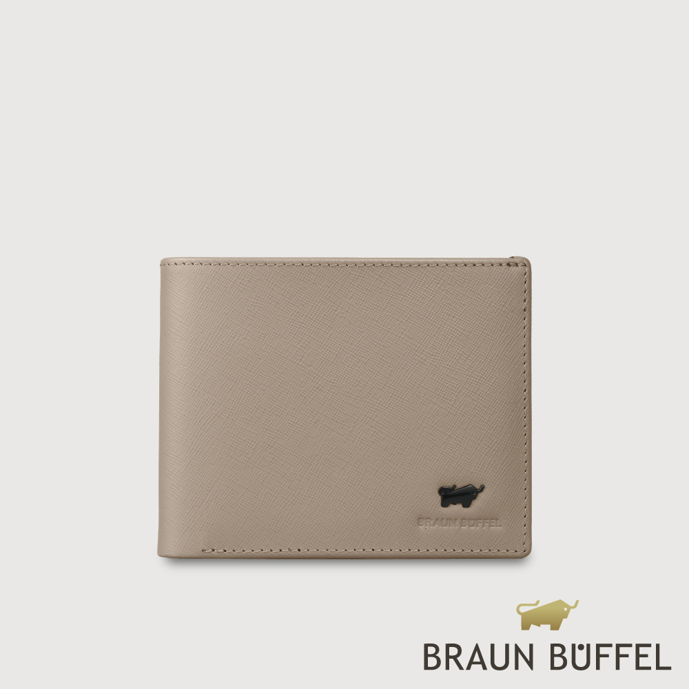 BRAUN BUFFEL 德國小金牛 台灣總代理 艾康-A1 5卡零錢袋皮夾-杏色/BF582-315-HM