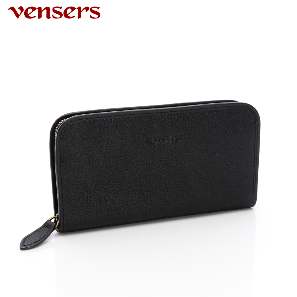 vensers 牛皮潮流個性皮夾-(TJ908301黑色長夾)