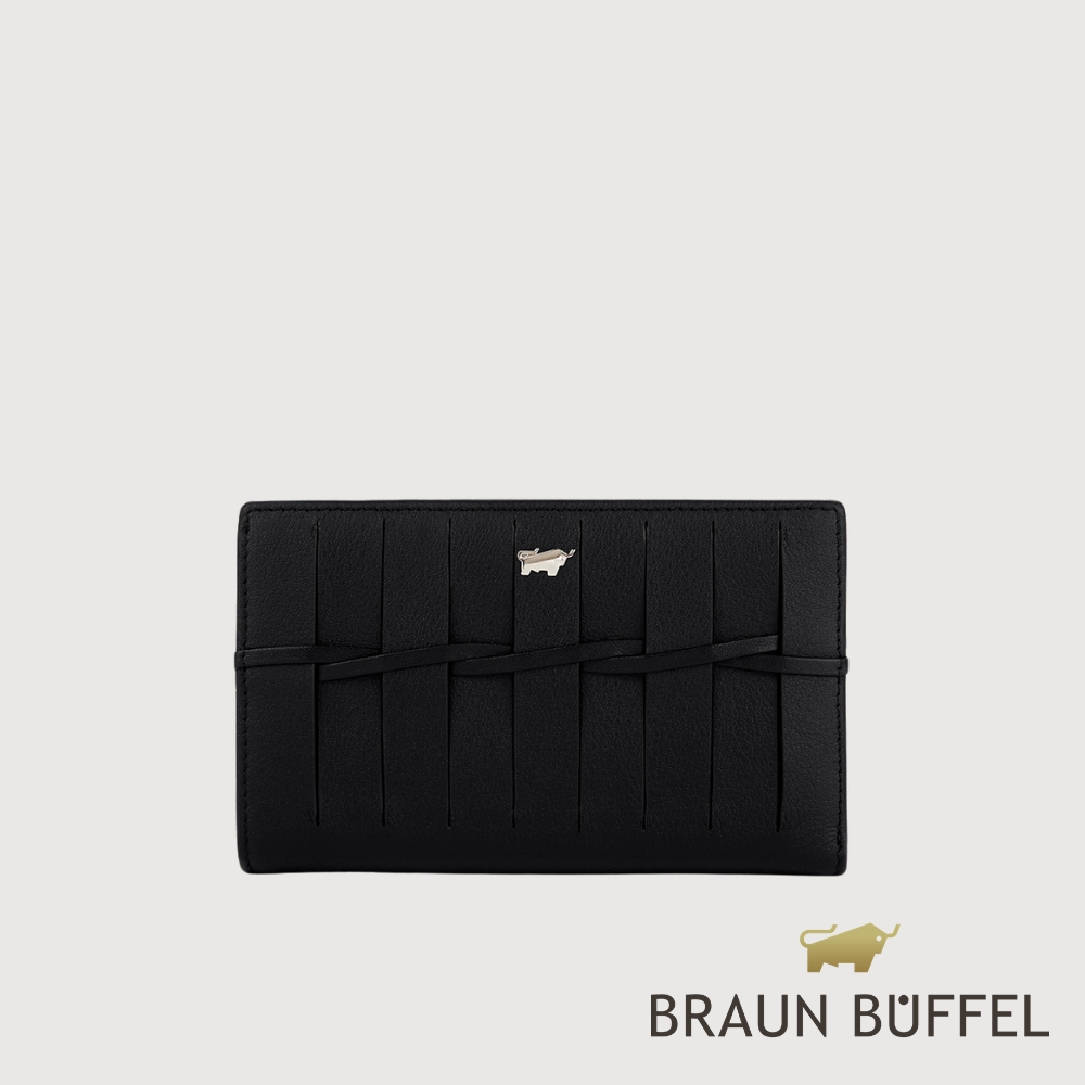 BRAUN BUFFEL 德國小金牛 台灣總代理 菲斯蒂-CNY 12卡兩折中夾-黑色/BF881-502-BK