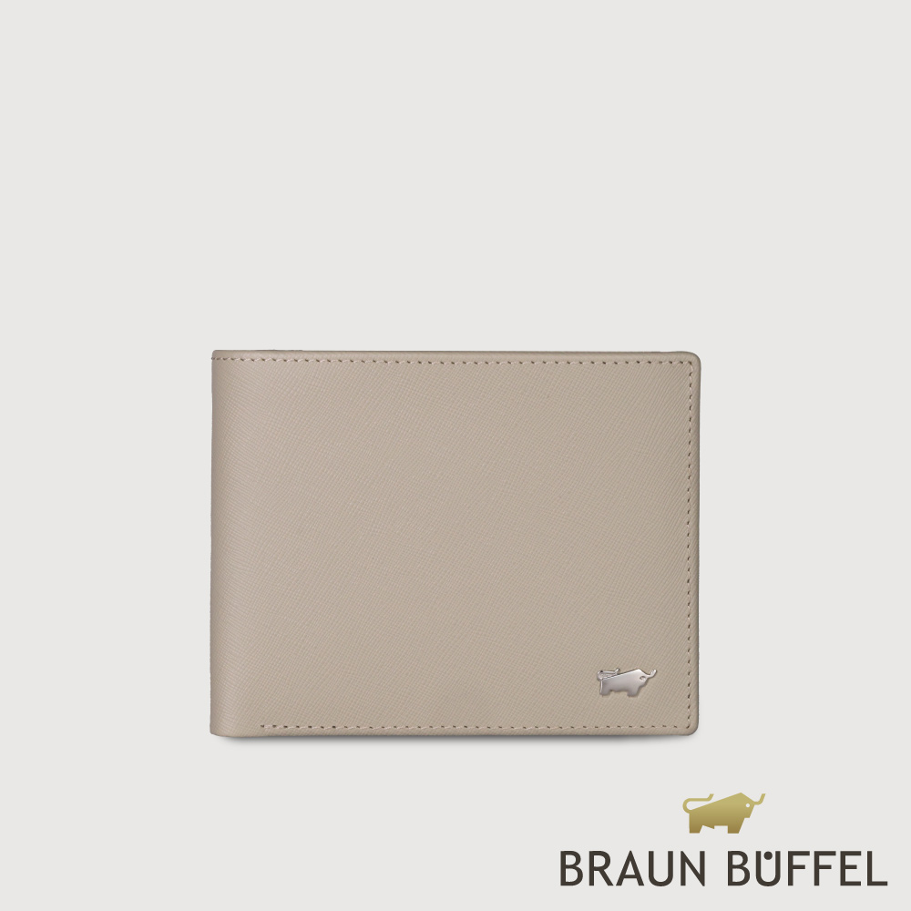 BRAUN BUFFEL 德國小金牛 台灣總代理 亞當 4卡零錢袋皮夾-杏色/BF504-315-HM