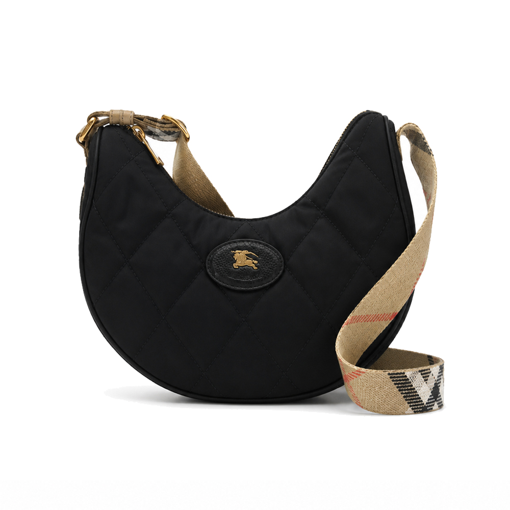 BURBERRY 巴寶莉 Horseshoee戰馬LOGO尼龍斜背包(黑色)