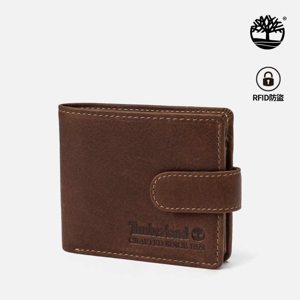 Timberland 男款棕色皮革零錢包|A5QZNANL