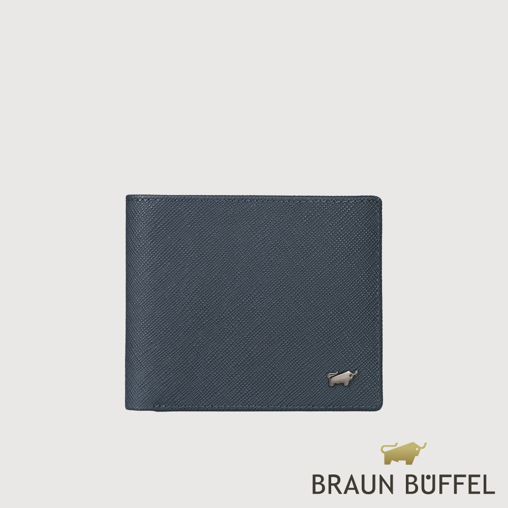BRAUN BUFFEL 德國小金牛 台灣總代理 HOMME-P 8卡男夾-藍色/BF598-313-NY