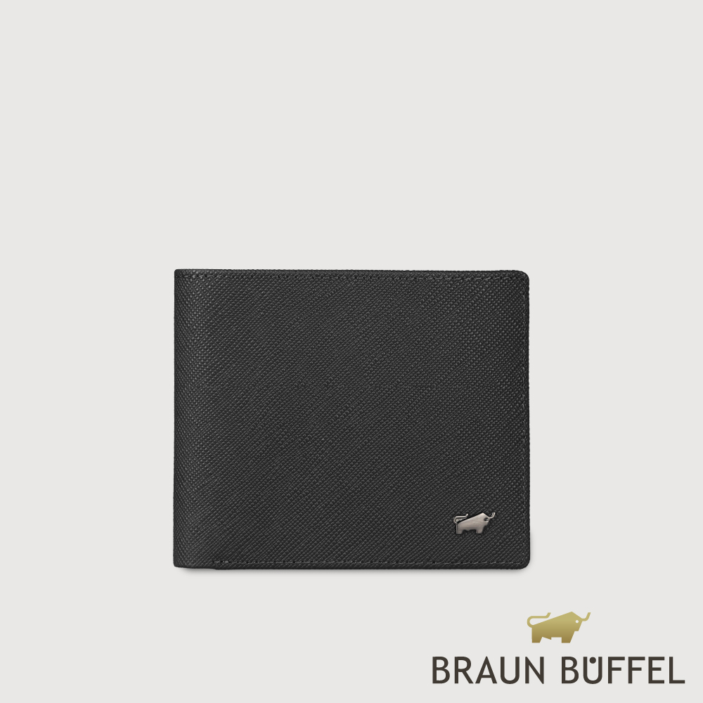 BRAUN BUFFEL 德國小金牛 台灣總代理 HOMME-P 8卡男夾-黑色/BF598-313-BK