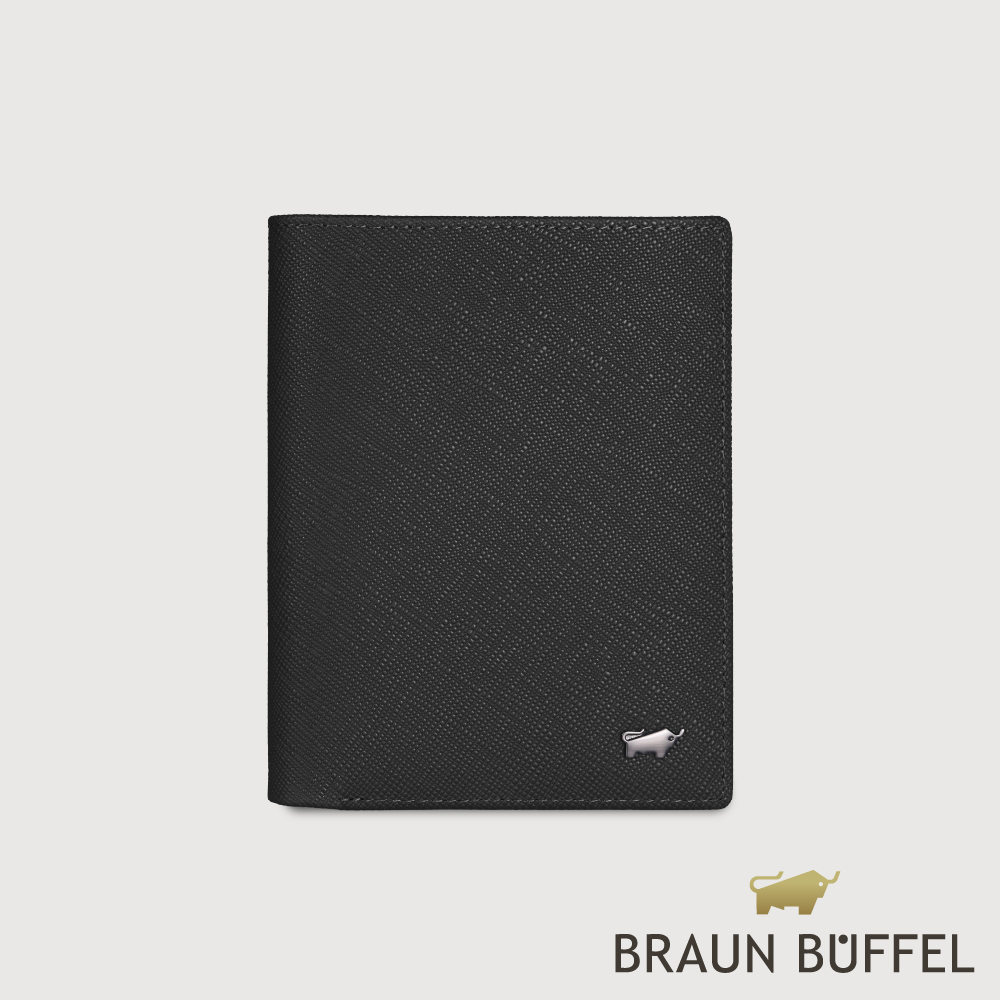 BRAUN BUFFEL 德國小金牛 台灣總代理 HOMME-P 12卡直立中夾-黑色/BF598-359-BK