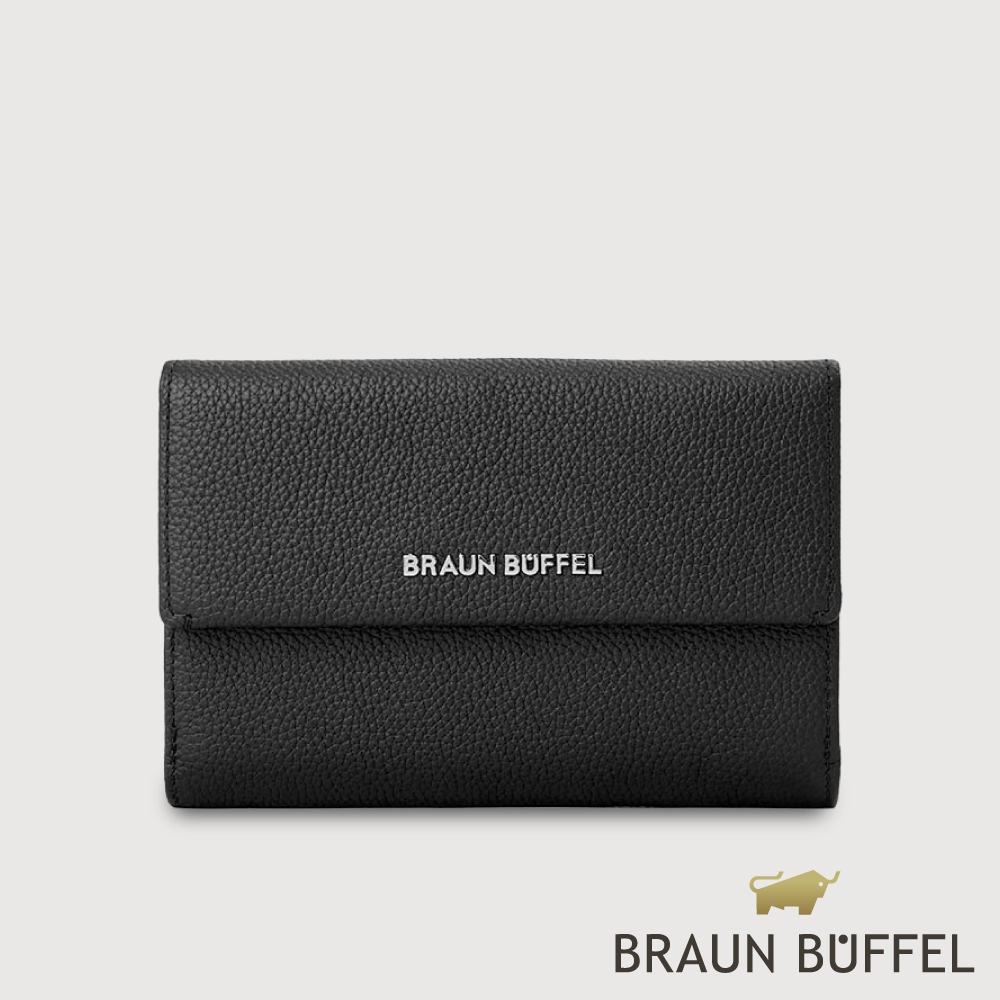 BRAUN BUFFEL 德國小金牛 台灣總代理 薇拉-C 12卡兩折中夾-黑色/BF2004-502-BK