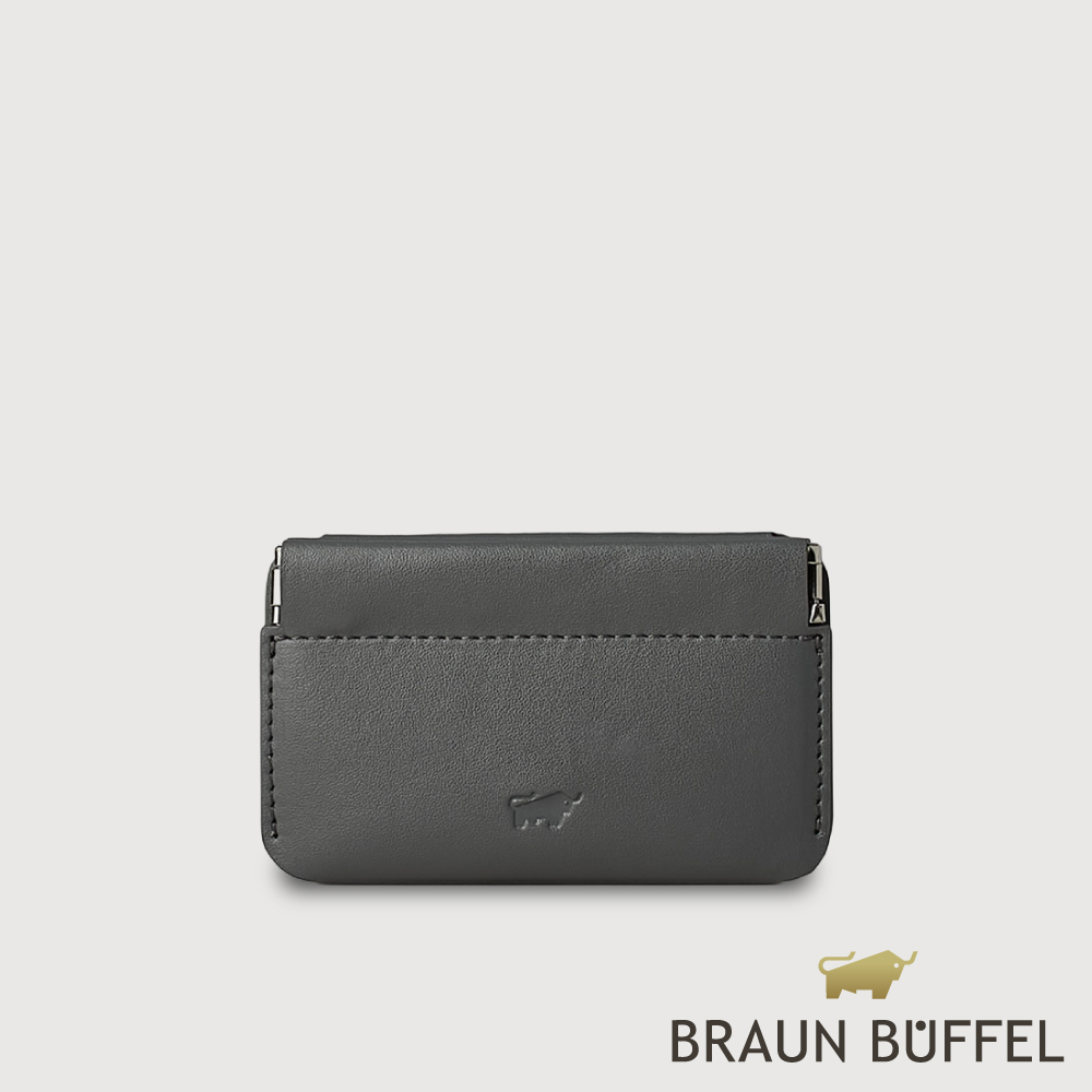 BRAUN BUFFEL 德國小金牛 台灣總代理 里安 彈片零錢包-暗灰色/BF712-125-DGG