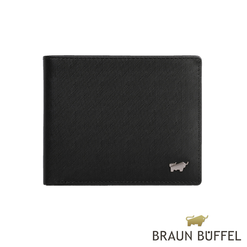 【BRAUN BUFFEL】德國小金牛 HOMME-M紳士系列4卡零錢袋皮夾（黯黑）