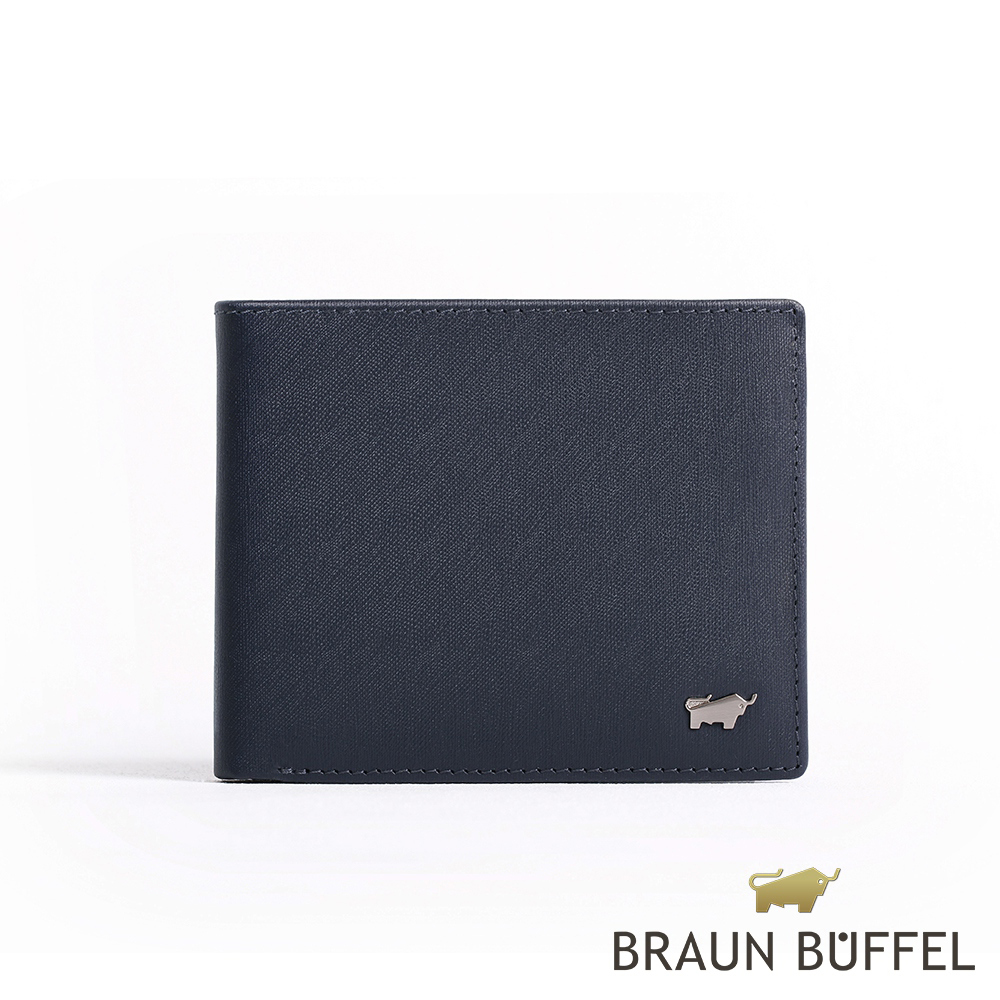 【BRAUN BUFFEL】德國小金牛 HOMME-M紳士系列5卡透明窗格皮夾（深藍）