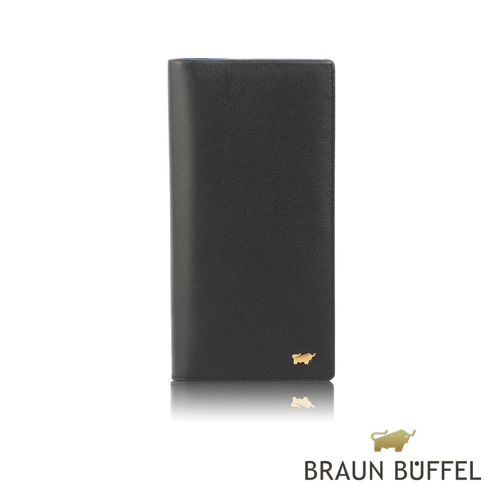 BRAUN BUFFEL 德國小金牛 台灣總代理 新遊牧族-TW 14卡拉鍊零錢袋長夾-黑色/BF380-620-BK