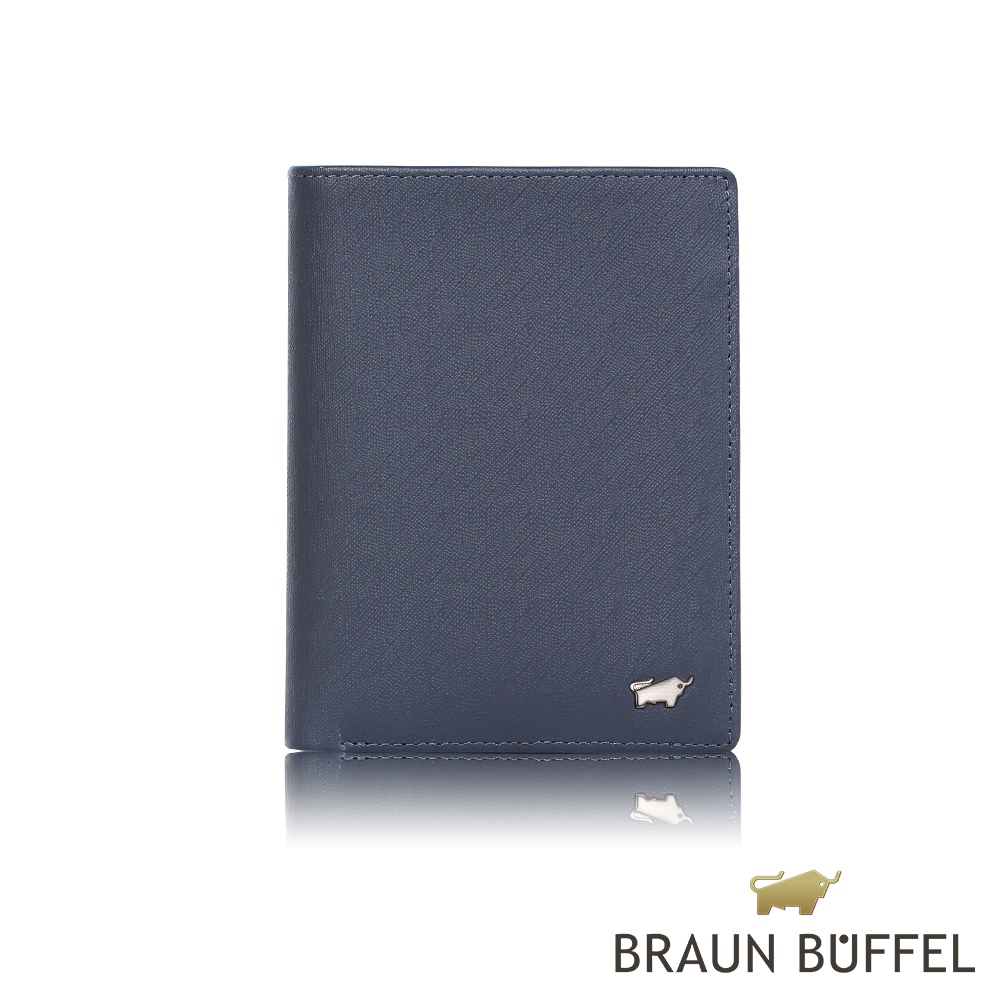 BRAUN BUFFEL 德國小金牛 台灣總代理 HOMME-M 12卡直立中夾-深藍色/BF306-359-MAR