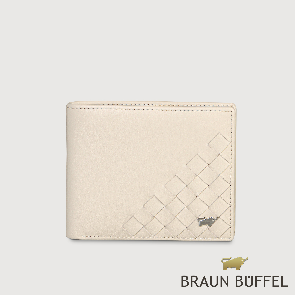BRAUN BUFFEL 德國小金牛 台灣總代理 墨菲斯 4卡零錢袋短夾-粉筆白/BF524-315-CK