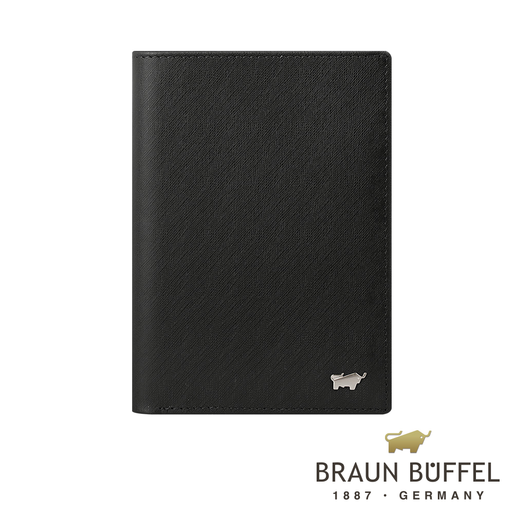 BRAUN BUFFEL 德國小金牛 HOMME-M 紳士系列 3卡護照夾-黯黑/ BF306-500-BK(其他規格)