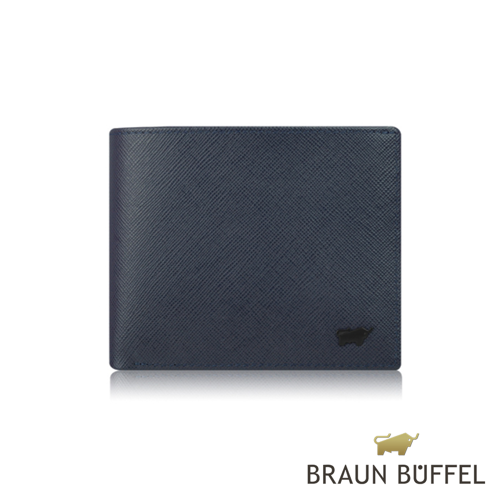 BRAUN BUFFEL 德國小金牛 台灣總代理洛菲諾P-II 5卡透明窗皮夾-藍色/BF347-316-NY