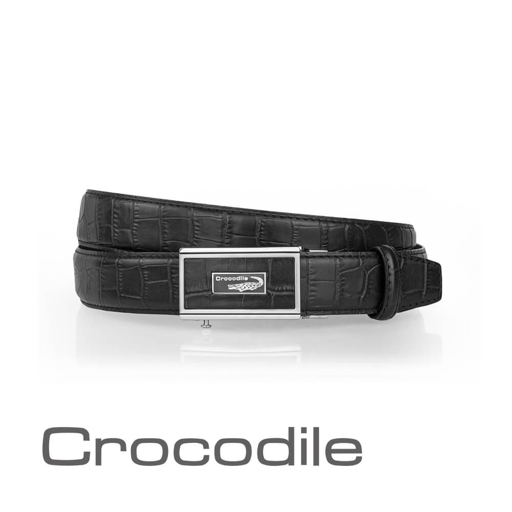 Crocodile 鱷魚牌 鱷魚皮件 真皮皮帶 紳士自動穿扣皮帶 32mm 0101-42006-01