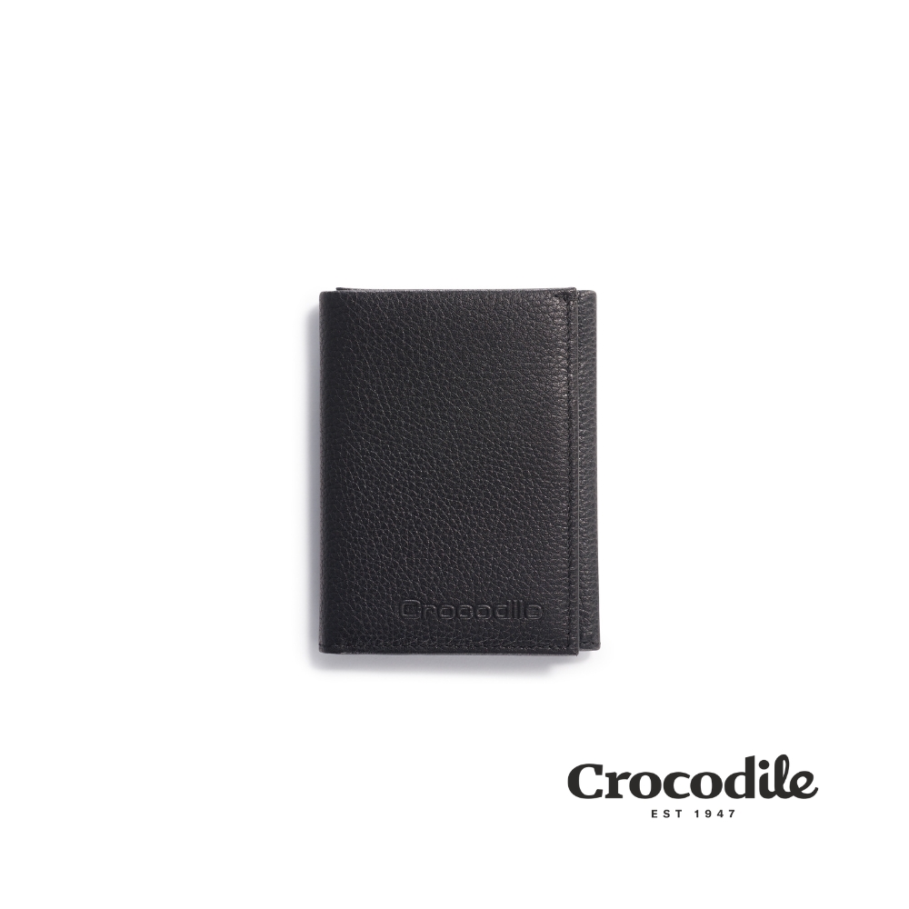 Crocodile 鱷魚牌 三折短夾 男生皮夾 網狀透明窗 6卡 Rocky系列-0103-09908 黑藍咖三色- 鱷魚皮件