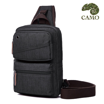 【品樂．CAMO】韓版帆布單肩包便攜型胸包(黑色)