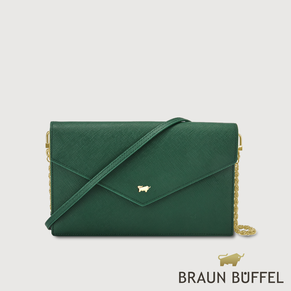BRAUN BUFFEL 德國小金牛 台灣總代理 碧雅-TW 信封包-孔雀石綠/BF858-720-MC
