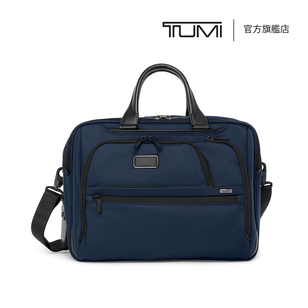 TUMI Alpha 中型 15 吋筆電可擴展彈道尼龍公事包 - 海軍藍