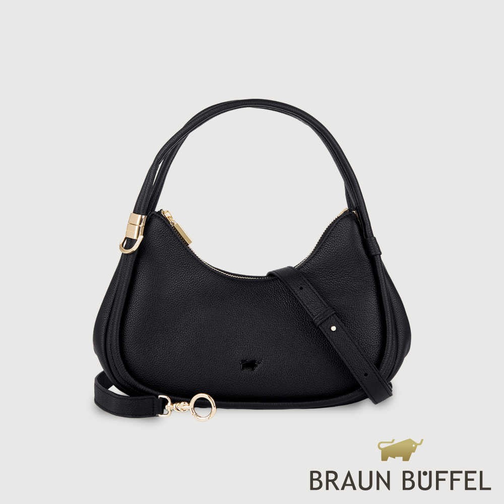 BRAUN BUFFEL 德國小金牛 台灣總代理 波 大肩包-黑色/BF870-52-BK
