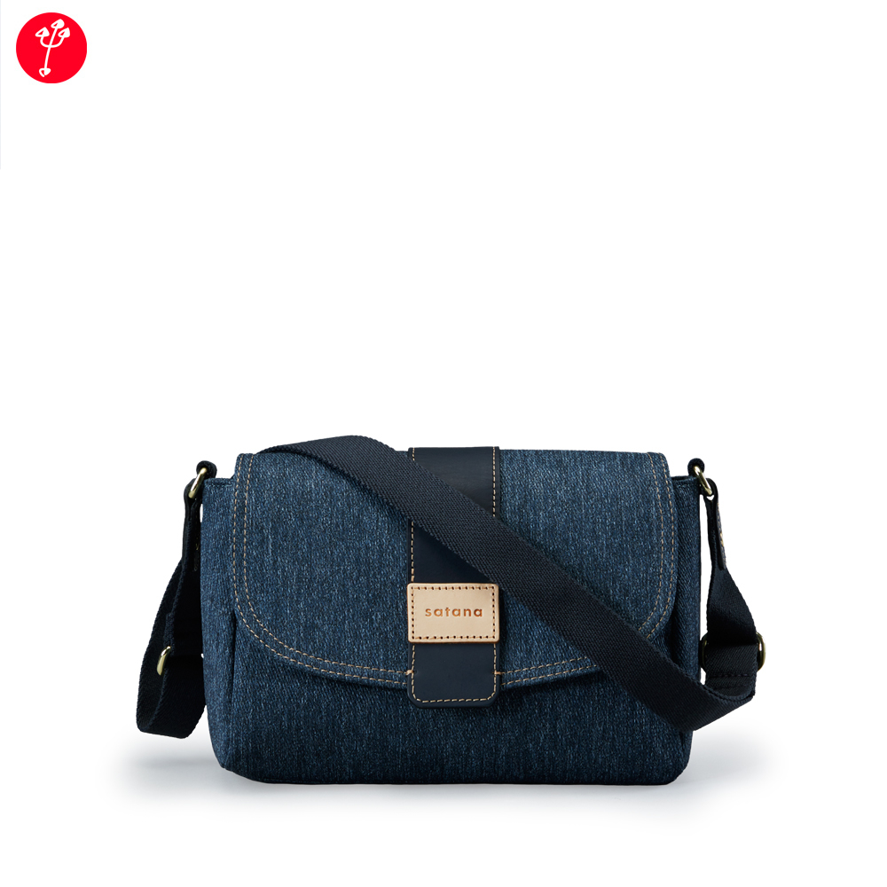 satana Denim 經典馬鞍包 小包 肩背 / 側背 輕量防潑水 A5適用 台灣製 SDNN0055 - 深丹寧藍